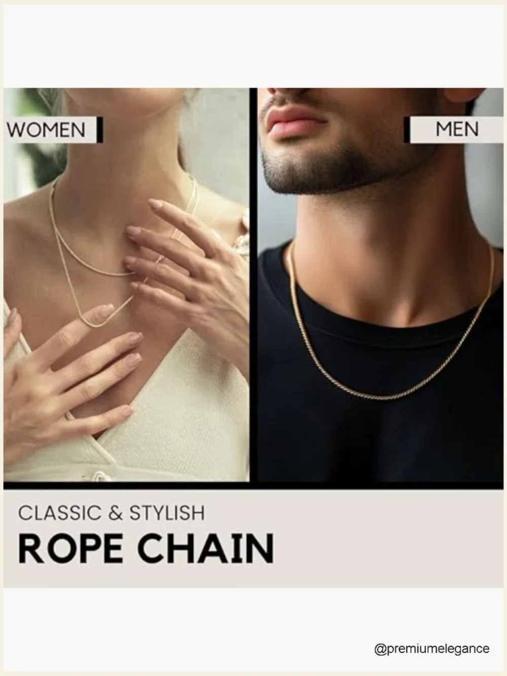 1.5mm Diamond-Cut Rope Chain Necklace 18in - Unisex Silver Gold Plated